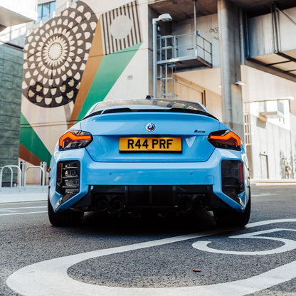 MHC+ BMW M2 G87 Performance Style Rear Rear Bumper Inserts In Pre Preg Gloss Carbon Fibre (G87)