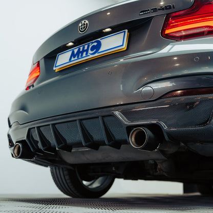 MHC+ BMW F22/F23 M235i & M240i Ultra Aggressive Style Rear Diffuser In Pre Preg Carbon Fibre