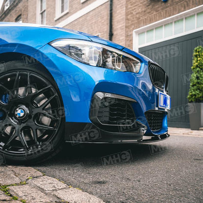 BMW F20 & F21 1 Series M Sport LCI Performance Style Gloss Black Front Splitter (inc M140i & M135i)