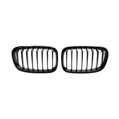 MHC Black BMW 1 Series Pre-LCI Single Slat Front Grilles In Gloss Black (F20/F21)