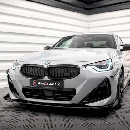 Maxton Design BMW M240i/2 Series Street Pro Front Splitter + Flaps In Black (G42)
