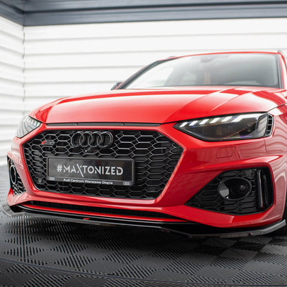 Maxton Design Audi RS4 V1 Front Splitter In Gloss Black (B9 Facelift)