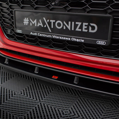 Maxton Design Audi RS4 V2 Front Splitter In Gloss Black (B9 Facelift)