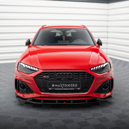 Maxton Design Audi RS4 V2 Front Splitter In Gloss Black (B9 Facelift)