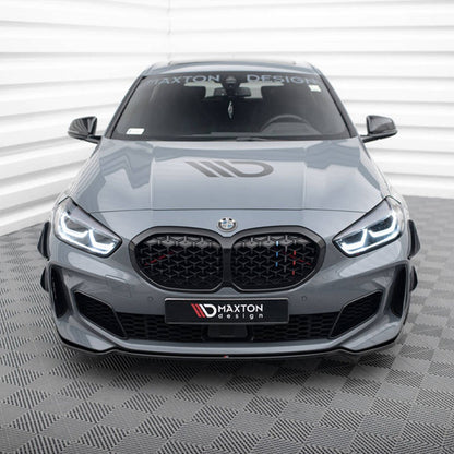 Maxton Design BMW M135i/1 Series M Sport V4 Front Splitter In Gloss Black (F40)