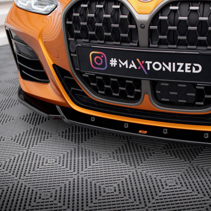 Maxton Design BMW 4 Series M Sport V4 Front Splitter In Gloss Black (G22/G23 incl. M440i & M440d)