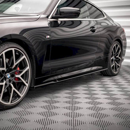 Maxton Design BMW 4 Series M Sport V1 Side Skirts In Gloss Black (G22/G23 incl. M440i & M440d)