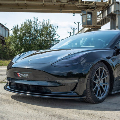Maxton Design Tesla Model 3 V1 Front Splitter In Gloss Black (2017-2023)
