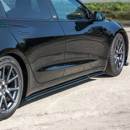 Maxton Design Tesla Model 3 V1 Side Skirts In Gloss Black (2017-2023)