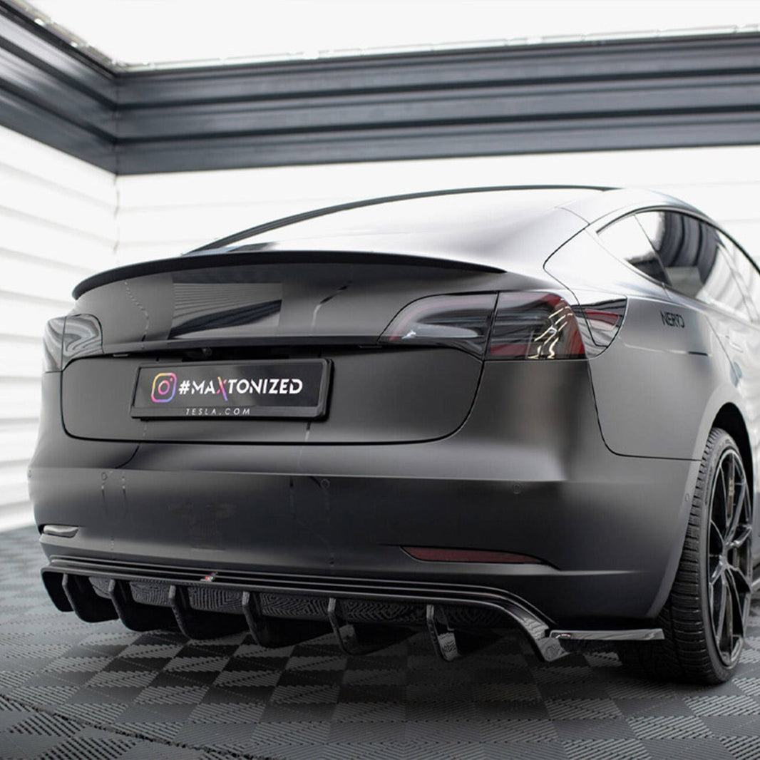 Maxton Design Tesla Model 3 V2 Rear Diffuser In Gloss Black (2017-2023)