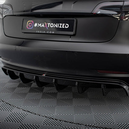 Maxton Design Tesla Model 3 V2 Rear Diffuser In Gloss Black (2017-2023)
