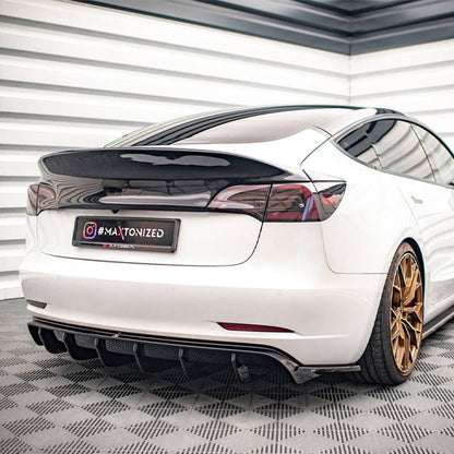 Maxton Design Tesla Model 3 V2 Rear Side Splitters In Gloss Black (2017-2023)