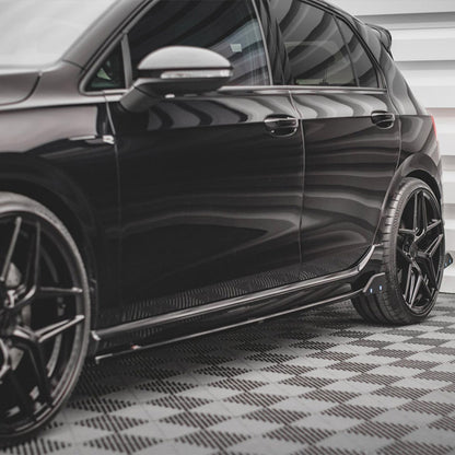Maxton Design Volkswagen Golf R V2 Side Skirts With Flaps In Gloss Black (Mk8)