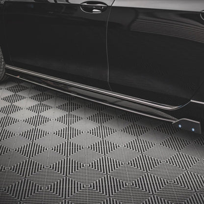 Maxton Design Volkswagen Golf R V2 Side Skirts With Flaps In Gloss Black (Mk8)