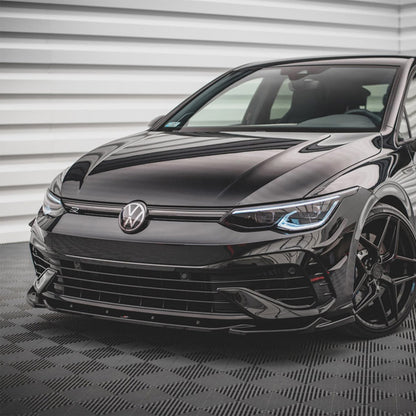 Maxton Design Volkswagen Golf R V4 Front Splitter In Gloss Black (Mk8)