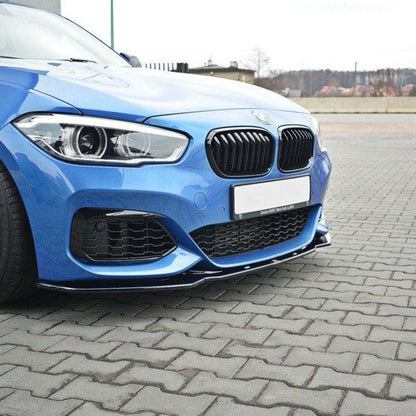Maxton Front Splitter V1 BMW 1 F20/F21 M-Power Facelift (2015-19) In Gloss Black