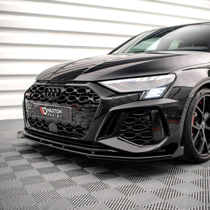 Maxton Street Pro Front Splitter V.1 (+Flaps) Audi RS3 Sportback 8Y (2020-) in Black