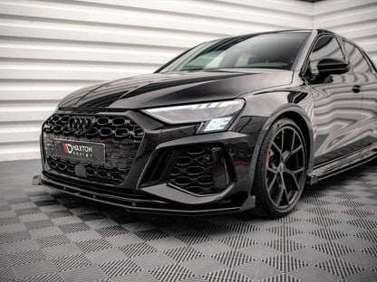 Maxton Street Pro Front Splitter V.1 (+Flaps) Audi RS3 Sportback 8Y (2020-) in Black