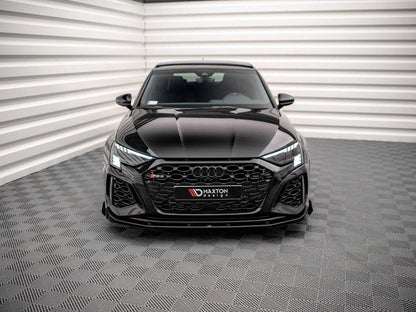 Maxton Street Pro Front Splitter V.1 (+Flaps) Audi RS3 Sportback 8Y (2020-) in Black