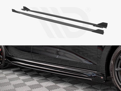 Maxton Street Pro Side Skirts Diffusers (+Flaps) AUDI RS3 Sportback 8Y (2020-) in Black