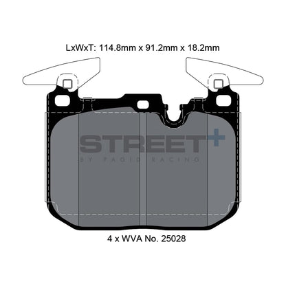 Pagid Street+ Front Brake Pads For BMW F Series M Lites (F20 M140i, F22 M240i, F30 340i & more)