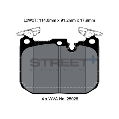 Pagid Street+ Front Brake Pads For BMW F8X M Vehicles (F87 M2, F80 M3 & F82 M4)