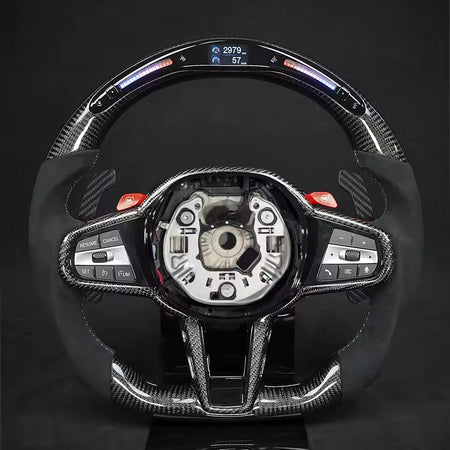 Aftermarket steering wheel fits any BMW with any button configuration, with or without heating and driver assist. BMW CS M4 G01 G02 G05 G06 G07 G30 G31 G32 G82 G42 G14 G20 G21 G80 G81 G22 G23 G26 X1 X3 X4 X5 X6 X3M X4M X5M X6M M3 M4 M5 M8 F90 F91 F92 F93