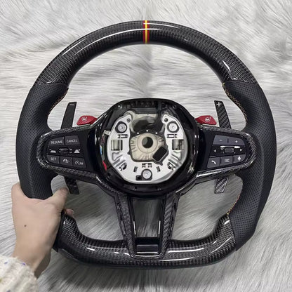 Aftermarket steering wheel fits any BMW with any button configuration, with or without heating and driver assist. BMW CS M4 G01 G02 G05 G06 G07 G30 G31 G32 G82 G42 G14 G20 G21 G80 G81 G22 G23 G26 X1 X3 X4 X5 X6 X3M X4M X5M X6M M3 M4 M5 M8 F90 F91 F92 F93