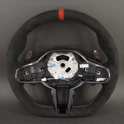 Aftermarket steering wheel fits any BMW with any button configuration, with or without heating and driver assist. BMW CS M4 G01 G02 G05 G06 G07 G30 G31 G32 G82 G42 G14 G20 G21 G80 G81 G22 G23 G26 X1 X3 X4 X5 X6 X3M X4M X5M X6M M3 M4 M5 M8 F90 F91 F92 F93
