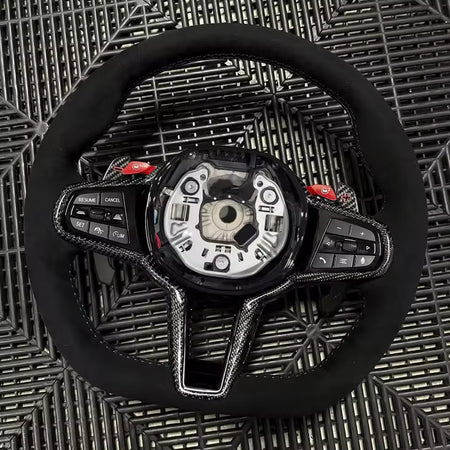 Aftermarket steering wheel fits any BMW with any button configuration, with or without heating and driver assist. BMW CS M4 G01 G02 G05 G06 G07 G30 G31 G32 G82 G42 G14 G20 G21 G80 G81 G22 G23 G26 X1 X3 X4 X5 X6 X3M X4M X5M X6M M3 M4 M5 M8 F90 F91 F92 F93