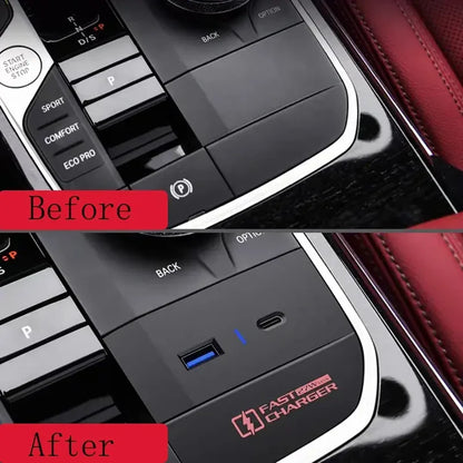 USB Center Console Charger Insert For BMW G Chassis G20 / G22 / G30 / G42 / G60 / G80 / G82 / G87 / F90 / G01 / G02 / G03 / G05 / G06