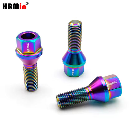 HRMin Gr5 titanium wheel bolt BMW M12/M14x1.25/1.5x28-45mm with lock key JK cone seat
