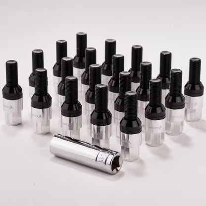 New20Psc Steel+Aluminium Alloy Taper Lug Bolt Cone Seat Wheel Bolts Lug Nuts With Caps M12*1.5 M14*1.25 M14*1.5 For BMW