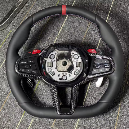 Aftermarket steering wheel fits any BMW with any button configuration, with or without heating and driver assist. BMW CS M4 G01 G02 G05 G06 G07 G30 G31 G32 G82 G42 G14 G20 G21 G80 G81 G22 G23 G26 X1 X3 X4 X5 X6 X3M X4M X5M X6M M3 M4 M5 M8 F90 F91 F92 F93