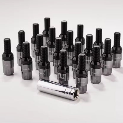 New20Psc Steel+Aluminium Alloy Taper Lug Bolt Cone Seat Wheel Bolts Lug Nuts With Caps M12*1.5 M14*1.25 M14*1.5 For BMW