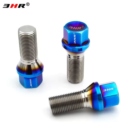 HRMin Gr5 titanium wheel bolt BMW M12/M14x1.25/1.5x28-45mm with lock key JK cone seat