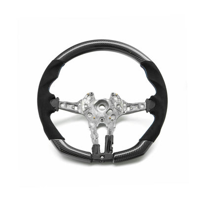 SHFT BMW F Series Flat Bottom Steering Wheel In Gloss Carbon Fibre & Alcantara
