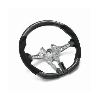 SHFT BMW F Series Flat Bottom Steering Wheel In Gloss Carbon Fibre & Alcantara