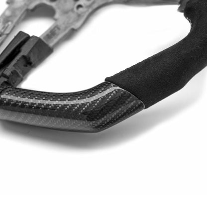 SHFT BMW F Series Flat Bottom Steering Wheel In Gloss Carbon Fibre & Alcantara