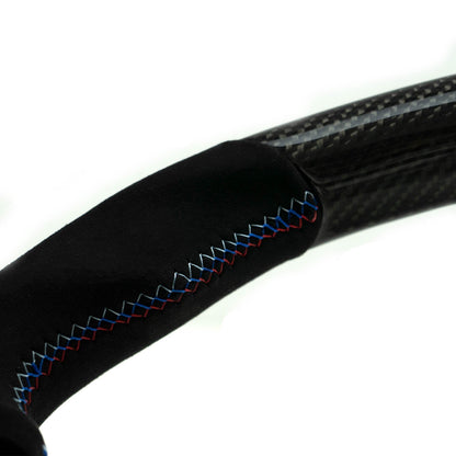 SHFT BMW F Series Flat Bottom Steering Wheel In Gloss Carbon Fibre & Alcantara