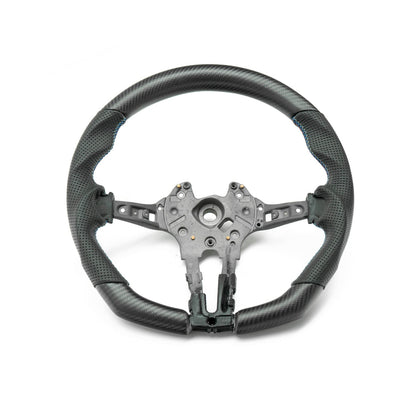 SHFT BMW F Series Flat Bottom Steering Wheel In Matte Carbon & Perforated Leather