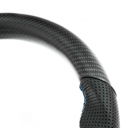 SHFT BMW F Series Flat Bottom Steering Wheel In Matte Carbon & Perforated Leather