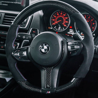SHFT BMW F Series Steering Wheel Button Trim In Gloss Carbon Fibre Look