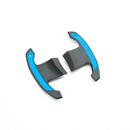 SHFT BMW G8X Style Automatic Paddle Shifters With Blue Details In Gloss Carbon Fibre (F Series & G Series)