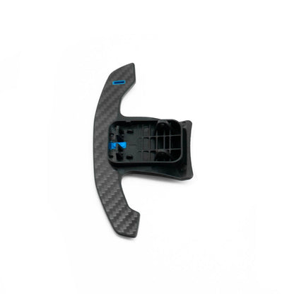 SHFT BMW G8X Style Automatic Paddle Shifters With Blue Details In Gloss Carbon Fibre (F Series & G Series)