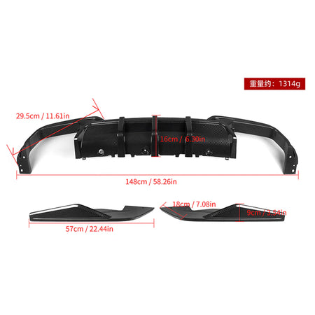 SOOQOO BMW M8 F91 F92 Carbon Fiber Diffuser