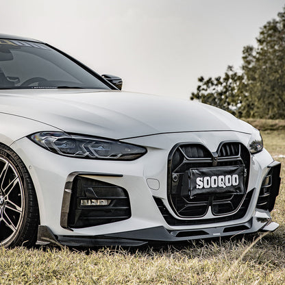 SooQoo BMW 4 Series G22 G23 Front Splitter In Gloss Carbon Fibre