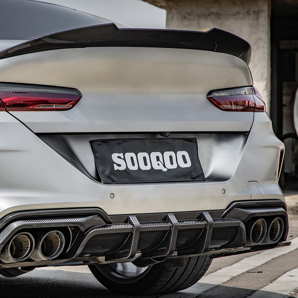 SooQoo BMW M8 F91 F92 Aggressive Rear Diffuser In Gloss Carbon Fibre