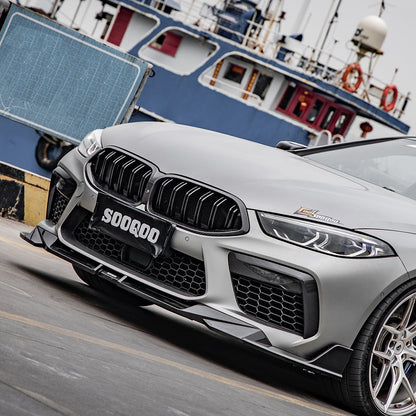 SooQoo BMW M8 F91 F92 F93 Front Splitter In Gloss Carbon Fibre