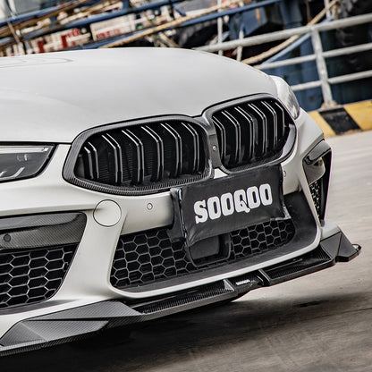 SooQoo BMW M8 F91 F92 F93 Front Splitter In Gloss Carbon Fibre